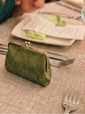 Green Silk Brocade Mini Clutch